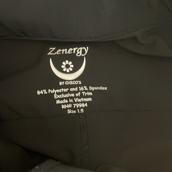 Zenergy By Chico's Med Womens black Roll Tab Sleeve Half Zip Shift Dress - Picture 7 of 9